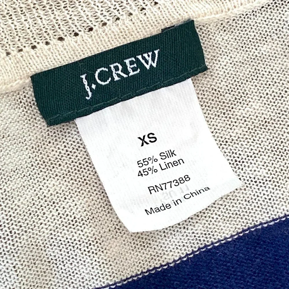 J. Crew Navy Striped Swingtime Silk/Linen Knit Top